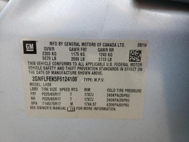 Photo 10 from auction – 2015 CHEVROLET EQUINOX LT with VIN 2GNFLFEK5F6124108