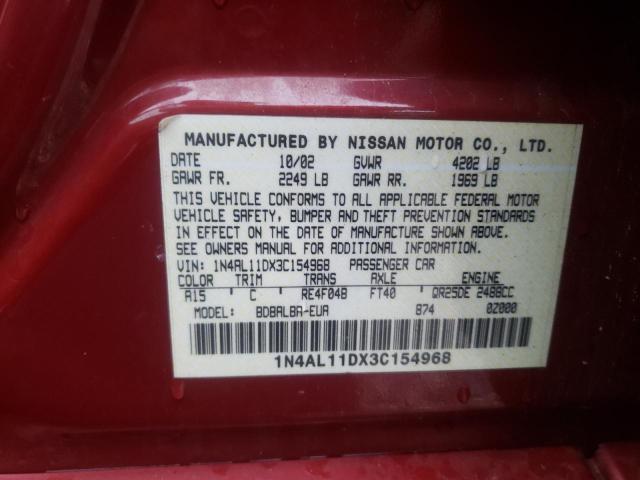 Photo 10 from auction – 2003 NISSAN ALTIMA with VIN 1N4AL11DX3C154968