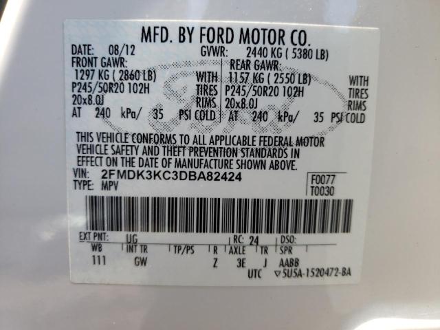 Photo 10 from auction – 2013 FORD EDGE LIMIT with VIN 2FMDK3KC3DBA82424