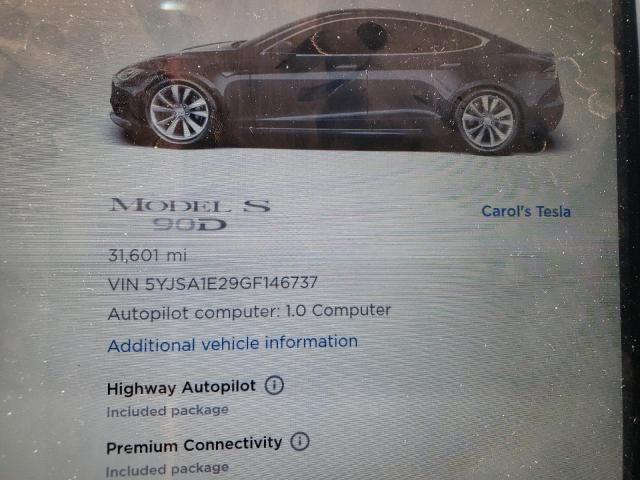 Photo 8 from auction – 2016 TESLA MODEL S with VIN 5YJSA1E29GF146737