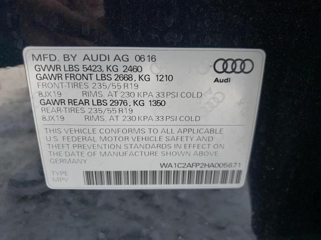 Photo 10 from auction – 2017 AUDI Q5 PREMIUM with VIN WA1C2AFP2HA005671