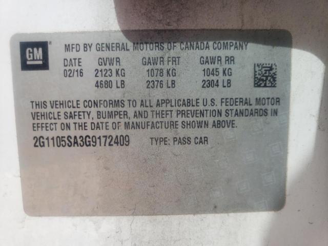 Photo 10 from auction – 2016 CHEVROLET IMPALA LT with VIN 2G1105SA3G9172409