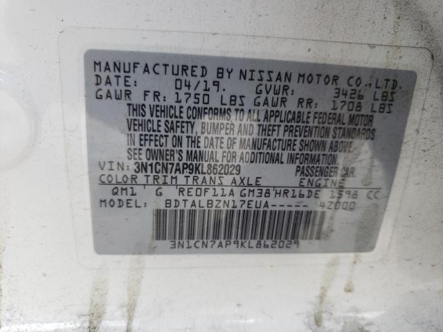 Photo 10 from auction – 2019 NISSAN VERSA S with VIN 3N1CN7AP9KL862029
