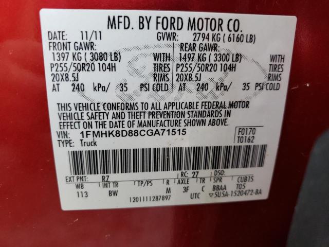 Photo 10 from auction – 2012 FORD EXPLORER X with VIN 1FMHK8D88CGA71515