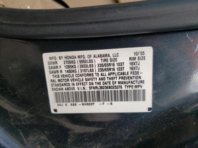 Photo 10 from auction – 2006 HONDA ODYSSEY LX with VIN 5FNRL38236B025376