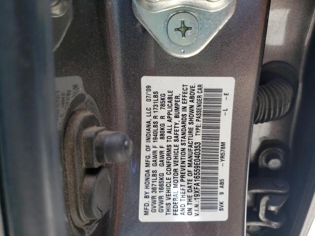 Photo 10 from auction – 2009 HONDA CIVIC LX with VIN 19XFA16559E040353
