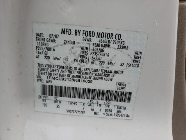 Photo 10 from auction – 2008 FORD ESCAPE XLT with VIN 1FMCU93128KB16029