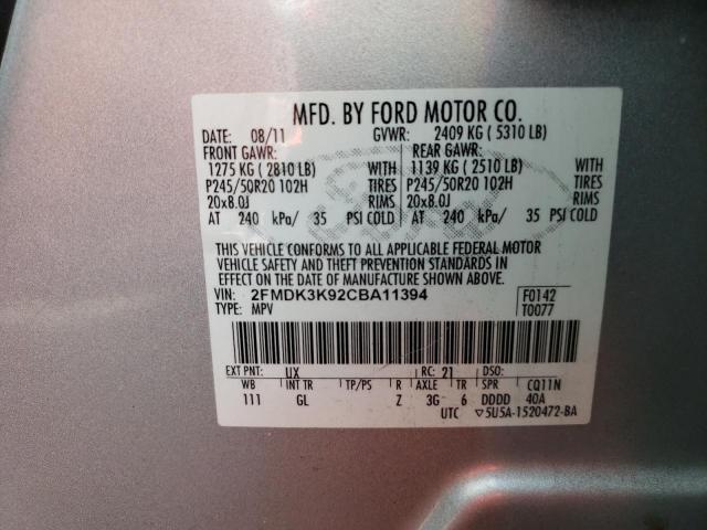Photo 10 from auction – 2012 FORD EDGE LIMIT with VIN 2FMDK3K92CBA11394