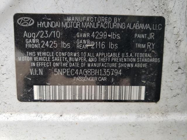 Photo 10 from auction – 2011 HYUNDAI SONATA SE with VIN 5NPEC4AC8BH135794