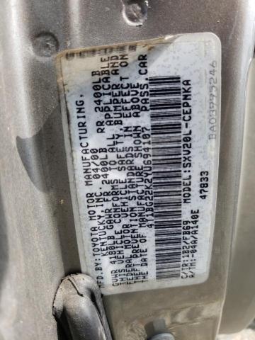 Photo 10 from auction – 2000 TOYOTA CAMRY CE with VIN 4T1BG22K2YU694107