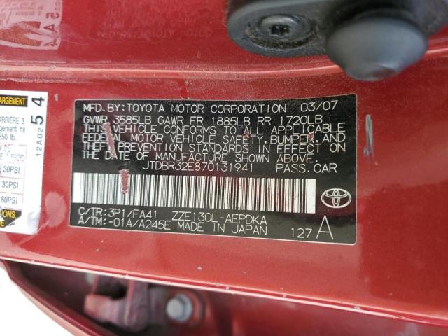 Photo 10 from auction – 2007 TOYOTA COROLLA CE with VIN JTDBR32E870131941