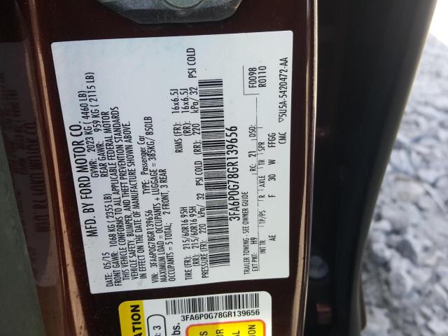 Photo 10 from auction – 2016 FORD FUSION S with VIN 3FA6P0G78GR139656