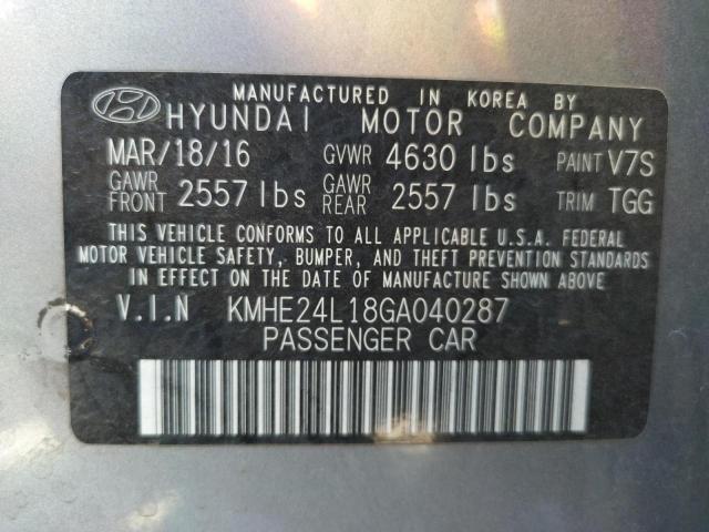 Photo 10 from auction – 2016 HYUNDAI SONATA HYB with VIN KMHE24L18GA040287