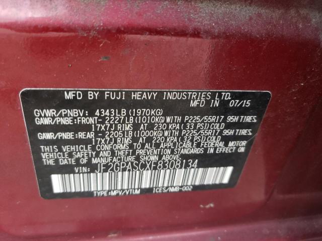 Photo 10 from auction – 2015 SUBARU XV CROSSTR with VIN JF2GPASCXF8308134
