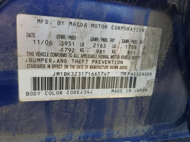 Photo 10 from auction – 2007 MAZDA 3 S with VIN JM1BK323171665747
