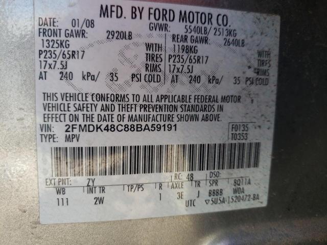 Photo 10 from auction – 2008 FORD EDGE SEL with VIN 2FMDK48C88BA59191