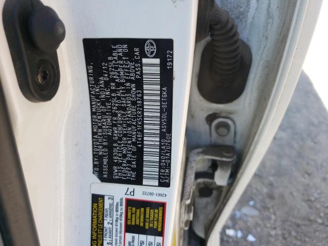 Photo 10 from auction – 2012 TOYOTA CAMRY BASE with VIN 4T4BF1FK5CR218763