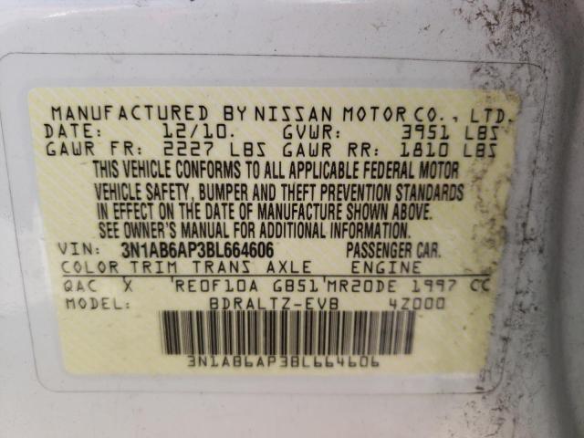 Photo 10 from auction – 2011 NISSAN SENTRA 2.0 with VIN 3N1AB6AP3BL664606