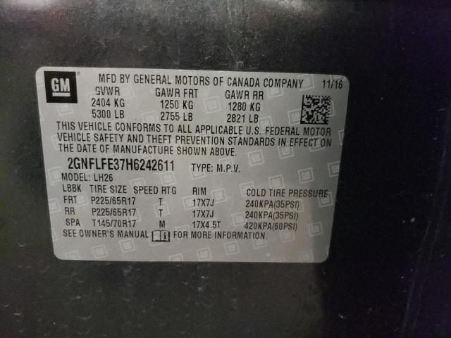 Photo 10 from auction – 2017 CHEVROLET EQUINOX LT with VIN 2GNFLFE37H6242611