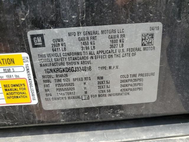 Photo 10 from auction – 2016 CHEVROLET TRAVERSE L with VIN 1GNKRGKD6GJ334018