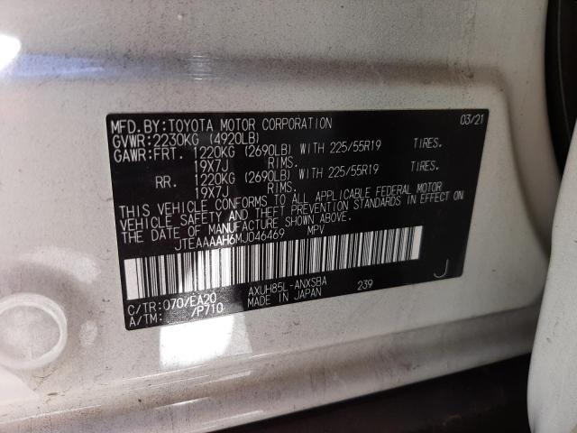 Photo 10 from auction – 2021 TOYOTA VENZA LE with VIN JTEAAAAH6MJ046469