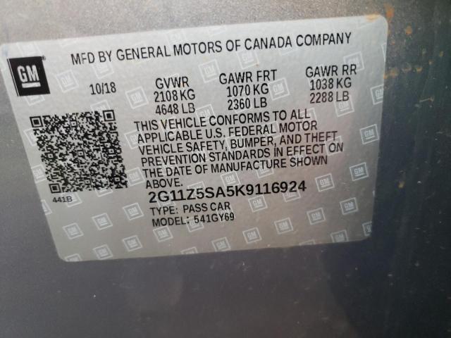 Photo 10 from auction – 2019 CHEVROLET IMPALA LT with VIN 2G11Z5SA5K9116924