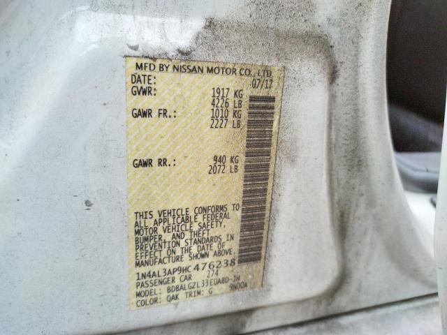 Photo 10 from auction – 2017 NISSAN ALTIMA 2.5 with VIN 1N4AL3AP9HC476238