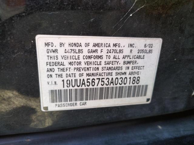 Photo 10 from auction – 2003 ACURA 3.2TL with VIN 19UUA56753A030188