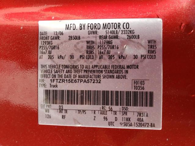 Photo 10 from auction – 2007 FORD RANGER SUP with VIN 1FTZR15E67PA57232