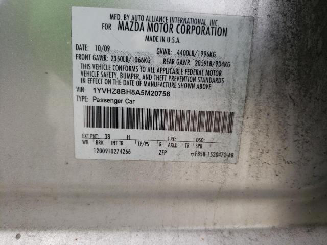 Photo 10 from auction – 2010 MAZDA 6 I with VIN 1YVHZ8BH8A5M20758