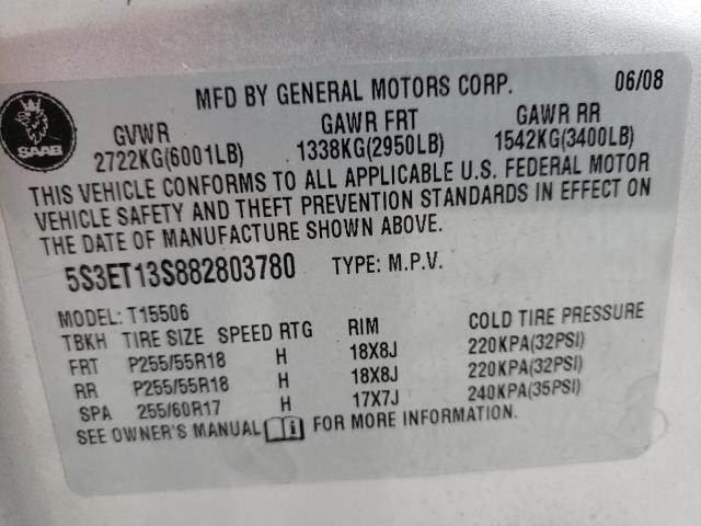Photo 10 from auction – 2008 SAAB 9-7X 4.2I with VIN 5S3ET13S882803780