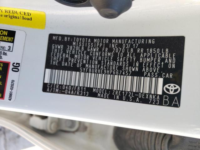Photo 10 from auction – 2017 TOYOTA COROLLA L with VIN 5YFBURHE9HP667457