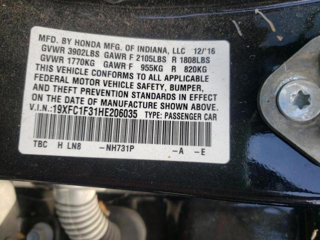 Photo 10 from auction – 2017 HONDA CIVIC EX with VIN 19XFC1F31HE206035