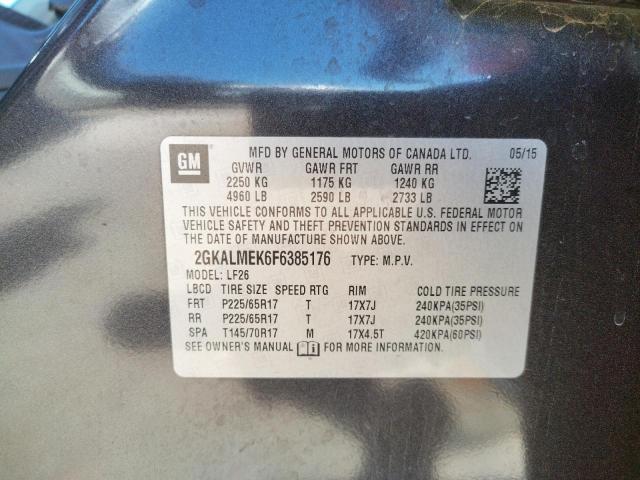 Photo 10 from auction – 2015 GMC TERRAIN SL with VIN 2GKALMEK6F6385176