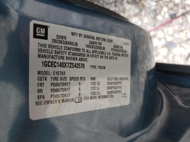 Photo 10 from auction – 2007 CHEVROLET SILVERADO with VIN 1GCEC140X7Z542578