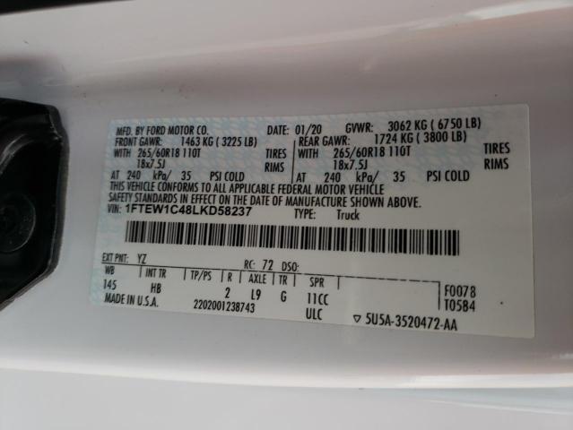 Photo 10 from auction – 2020 FORD F150 SUPER with VIN 1FTEW1C48LKD58237
