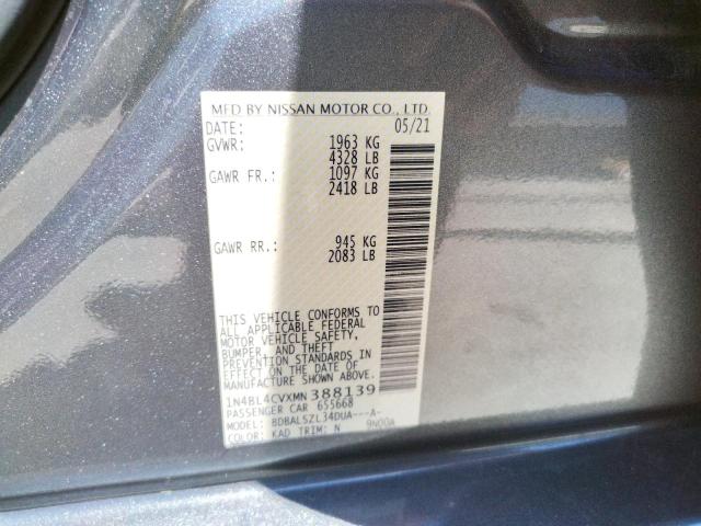 Photo 10 from auction – 2021 NISSAN ALTIMA SR with VIN 1N4BL4CVXMN388139