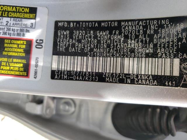 Photo 10 from auction – 2019 TOYOTA COROLLA L with VIN 2T1BURHE5KC208966