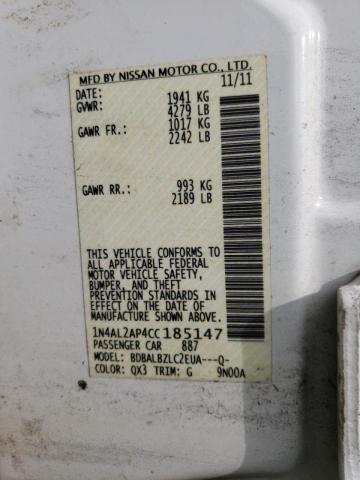 Photo 10 from auction – 2012 NISSAN ALTIMA BAS with VIN 1N4AL2AP4CC185147