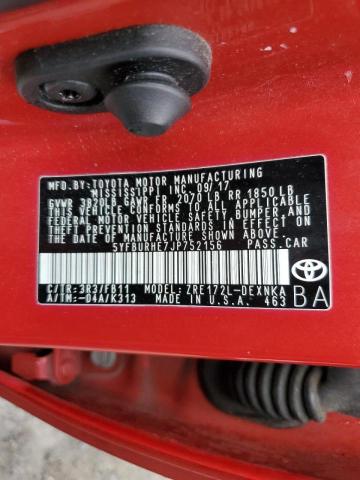 Photo 10 from auction – 2018 TOYOTA COROLLA L with VIN 5YFBURHE7JP752156