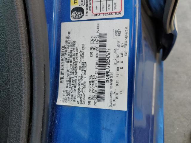 Photo 10 from auction – 2011 FORD FUSION SEL with VIN 3FAHP0JA7BR247675