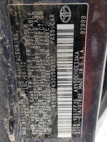 Photo 10 from auction – 2012 TOYOTA CAMRY BASE with VIN 4T1BF1FK5CU593157