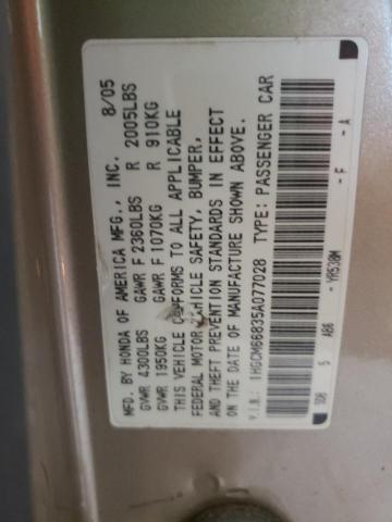 Photo 10 from auction – 2005 HONDA ACCORD EX with VIN 1HGCM66835A077028