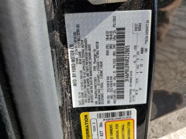 Photo 10 from auction – 2017 FORD FUSION SE with VIN 3FA6P0LU9HR252805