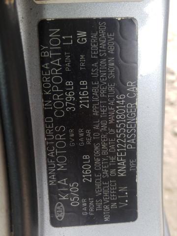 Photo 10 from auction – 2005 KIA SPECTRA LX with VIN KNAFE122555180146