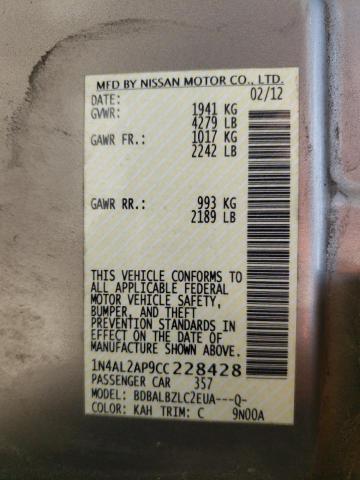 Photo 10 from auction – 2012 NISSAN ALTIMA BAS with VIN 1N4AL2AP9CC228428