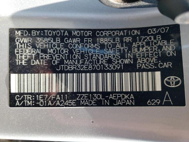 Photo 10 from auction – 2007 TOYOTA COROLLA CE with VIN JTDBR32E870133091