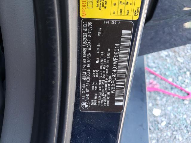 Photo 10 from auction – 2007 BMW X3 3.0SI with VIN WBXPC93407WF06014