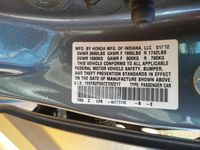 Photo 10 from auction – 2012 HONDA CIVIC LX with VIN 19XFB2F58CE332217