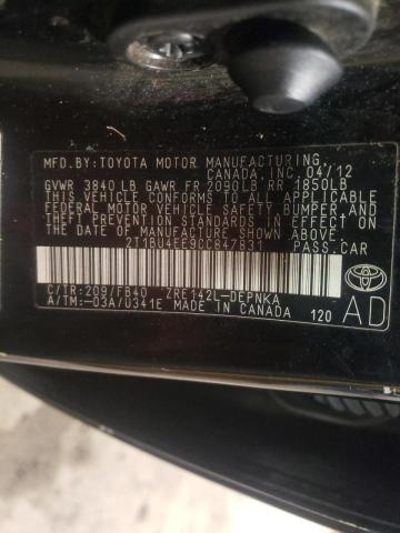 Photo 10 from auction – 2012 TOYOTA COROLLA BA with VIN 2T1BU4EE9CC847831